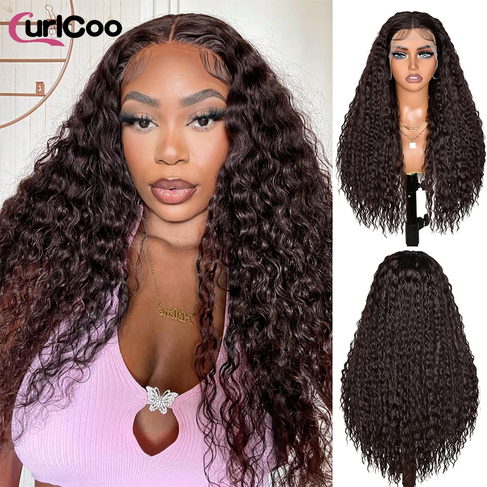 

Synthetic Lace Front Wig Pre-Plucked Long Curly Lace Wig For Black Women 26inch Ready to Wear Wigs Beginner Friendly