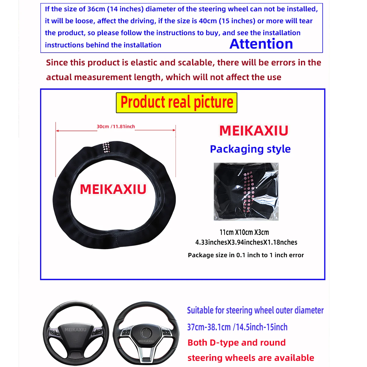 A man-made faux fur, gold-embossed, blingbling, shiny small dot car rimless steering wheel cover suitable for 14.5 - 15 inches.