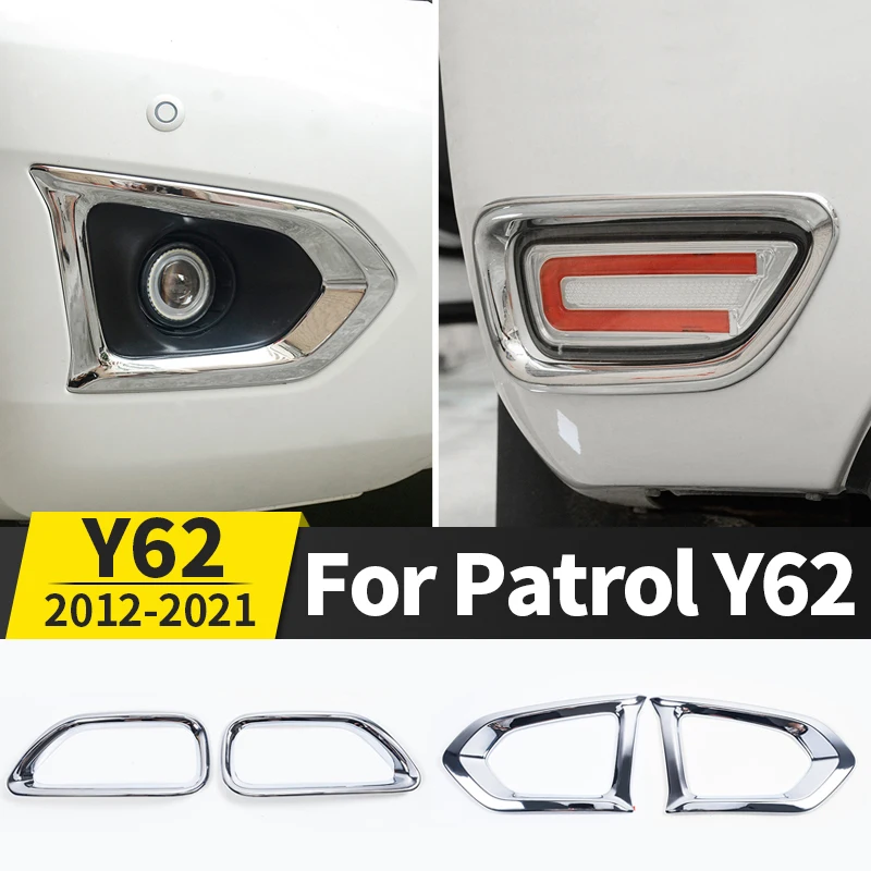 

For Nissan Patrol Y62 2016-2021 2020 Front and Rear Fog Light Frame Bumper Lampshade Chrome Exterior Modification Accessories