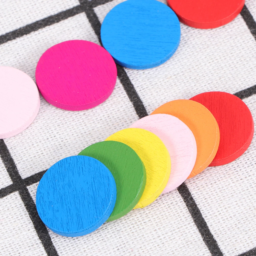 

200 Pcs Wooden Disc Learning Tool Tools for Colored Counters Two Math Crafts