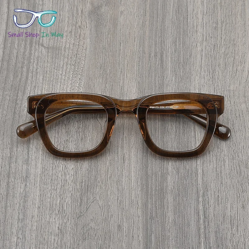 Vintage Handcrafted Designer Women's Tawny Round Wood Near-vision Frame Personality Men's Anti-blue Light Optical Frame