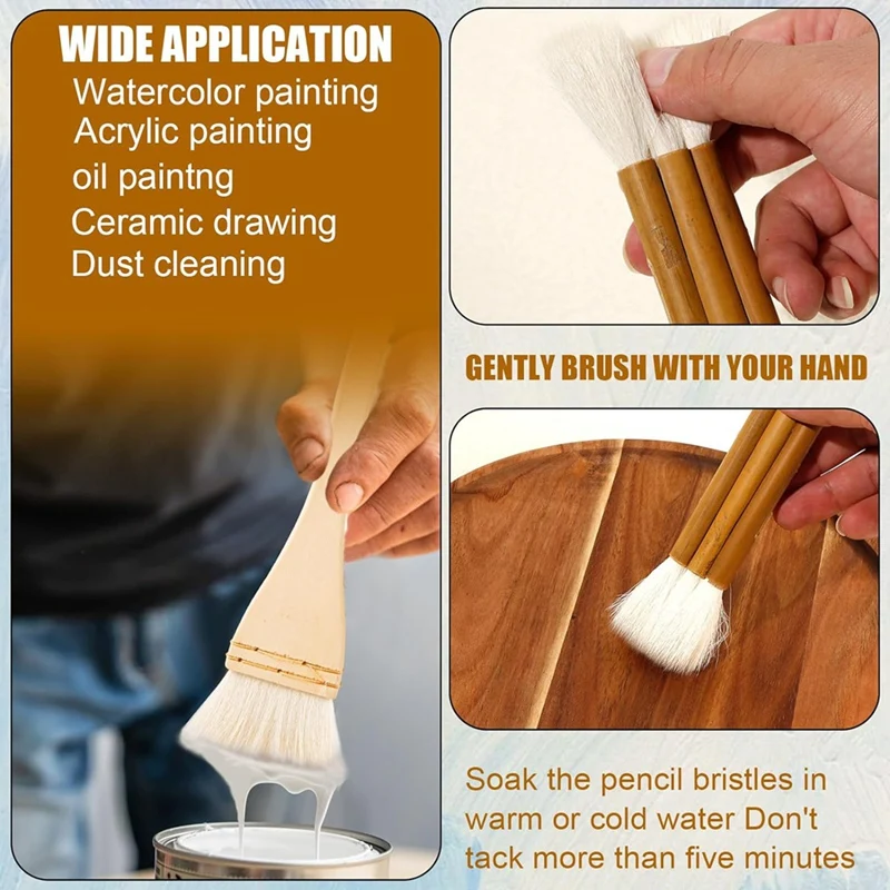 도자기 유약 브러시 세트, 긴 손잡이가 달린 세라믹 브러시, 다양한 모양, 아티스트용 울 아트 페인트 브러시 도구, 20 개