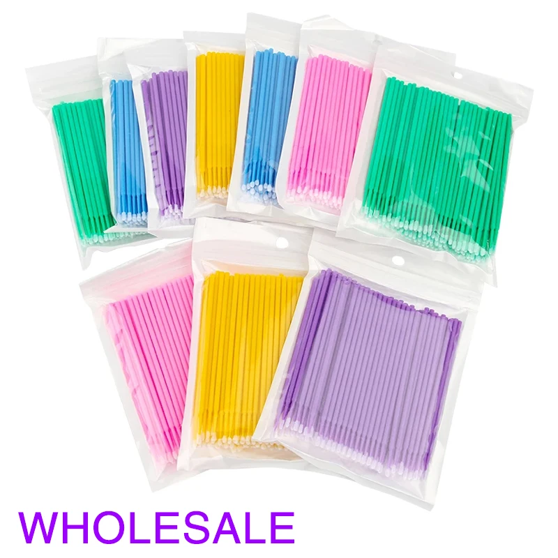 Wholesale 1000/500Pcs MicroBrush Eyelashes Extension Individual Lash Removing Swab Micro Brush For Eyelash Extension Tools