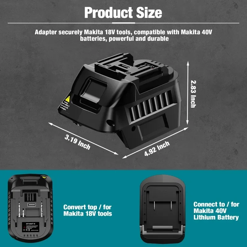 Для литий-ионных аккумуляторов Makita 40 В MT40MT18, адаптер-конвертер, совместимый с аккумулятором Makita 18 В, аккумуляторные электроинструменты