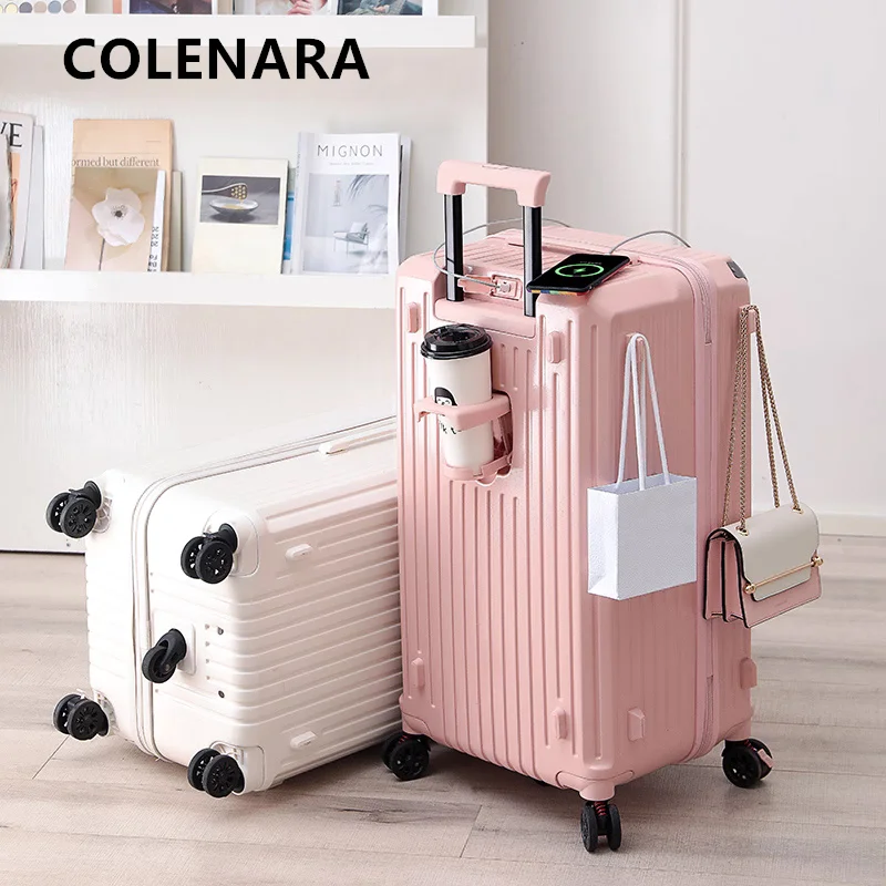

Чемодан COLENARA на колесах ABS + ПК, посадочный бокс, чемодан на колесиках большой вместимости, предметы первой необходимости для семейных путешествий, женский чемодан на колесиках