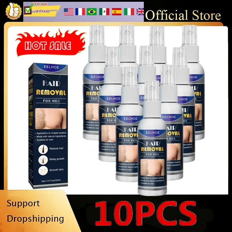 10PCS 30ml Powerful Hair Removal Spray Super Natural Painless Permanent Hair Remover for Women Men Whole Body Depilatory Cream