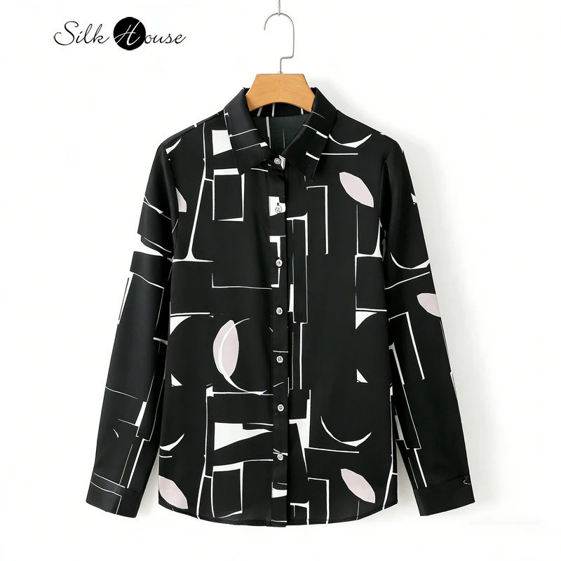 

2026 Women's Spring/Autumn Clothing 90% Natural Mulberry Silk Elastic Satin Design Sense Temperament Lapel Long Sleeve Shirt
