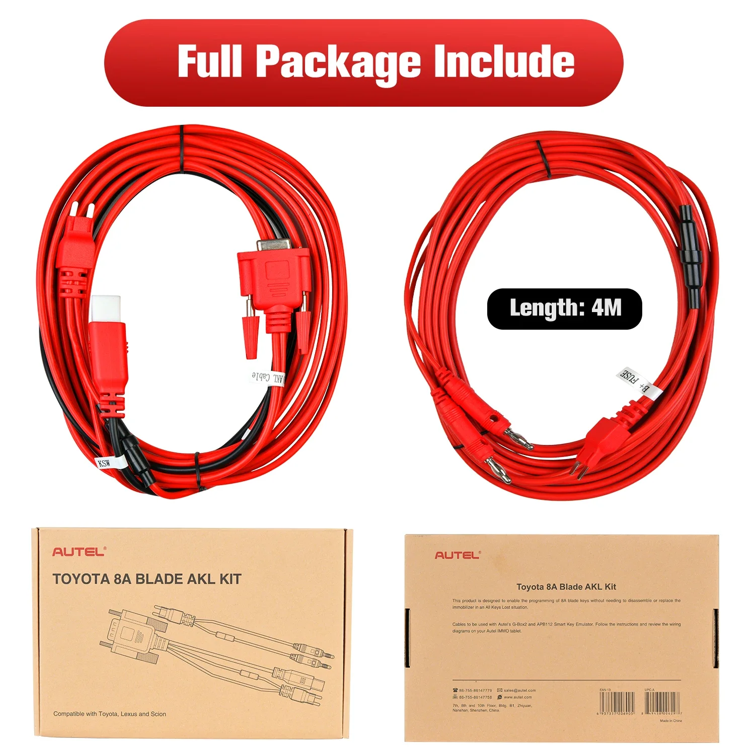 

Адаптер Autel для Toyota 8A AKL, кабель с лезвием, все ключи, потеря, программируемый аксессуар для ключей Autel, работает с IM508/ IM608 и Φ