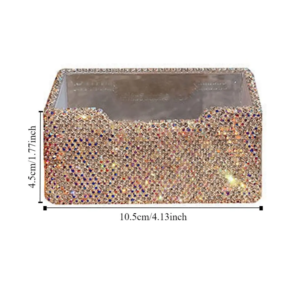 Large Capacity Rhinestone-inlaid Business Card Holder Luxury Square Table Top Organizer Acrylic High-End Name Card Case Gift