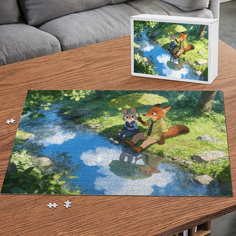 1000 stuks Disney Zootopia Judy & Nick Wilde Posterpuzzel - & Matching Challenge voor volwassenen, / Familiebord, Zootopia-themakamer De
