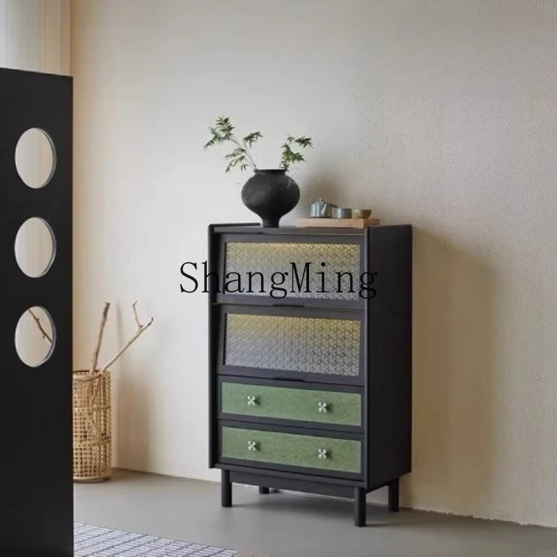 

ZYY light luxury solid wood dining side cabinet, antique retro living room against the wall, bedroom storage cabinet