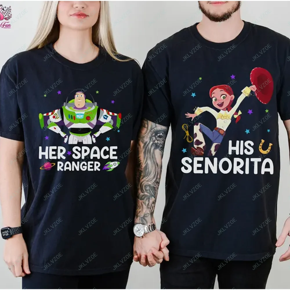 Her Space Ranger Disney Toy Story Tshirt Buzz Lightyear and Jessie Couple Tee Pixar Movie Buzz And Jessie Tshirt Valentine Shirt