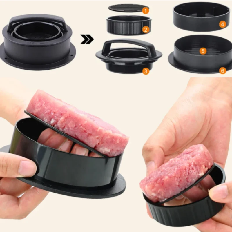 Burger Press Patty Mold With 100 Patty Papers, Round Non-Stick Meat Beef Grill Hamburger Maker Press