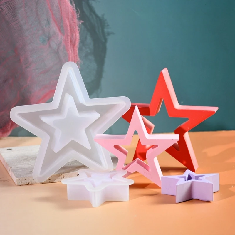 3Pieces Hollow Star Silicone Mold Set Christmas Ornaments Molds Home Decorations Molds Silicone Texture for Craft