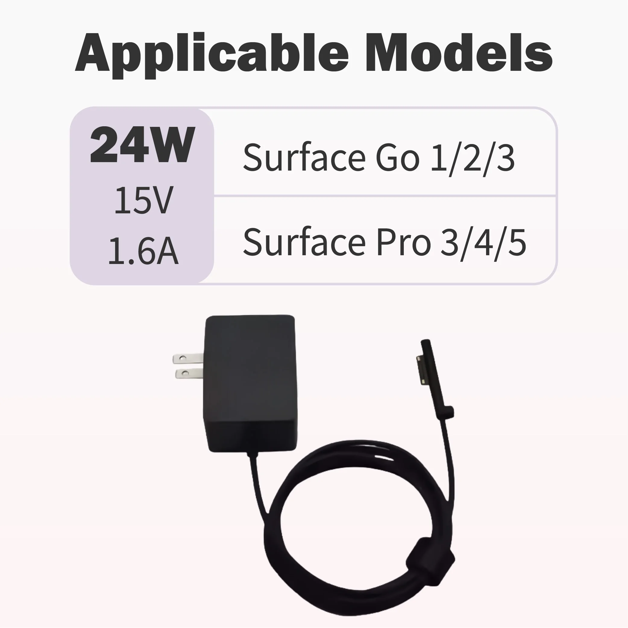 24W محول شاحن 24 وات لجهاز Microsoft Surface Go/Go 2/Go 3 Surface Pro 3 Pro 4 Pro 5 M3 1631/1724/1796 15V 1.6W