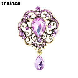Advanced Texture Baroque Style Retro Rhinestone Crystal Brooch Female Pendant Explosive Crown Corsage