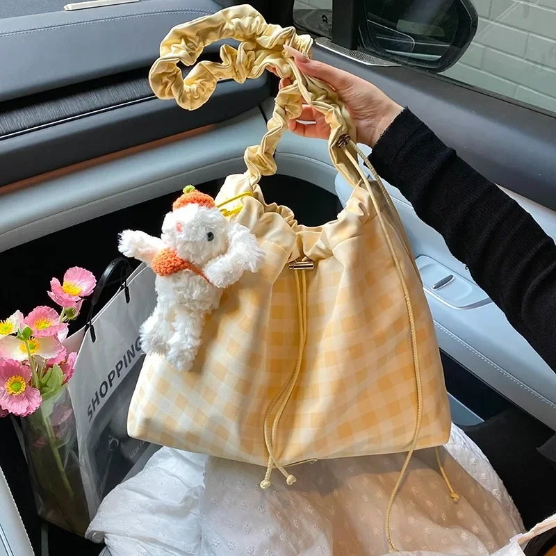 

Сумки на плечо большой вместимости из искусственной кожи, летние клетчатые высококачественные брендовые сумки для женщин 2025 года, универсальные милые сумки-тоут для поездок на работу