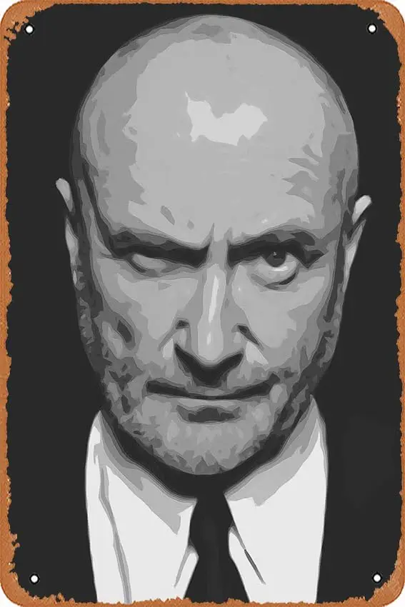 FLmiling Phil Collins Plaque Poster Metal Tin Sign Retro Vintage 8x12 Inch Wall Decor