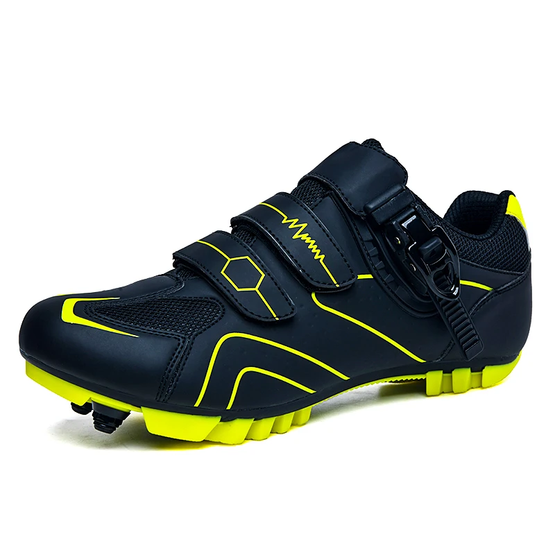 

Classic Design Yellow Men's Mtb Cycling Shoes Non-slip Self-Locking Mountain Bike Sneaker Men Hook and Loop Bicycle Shoes Man