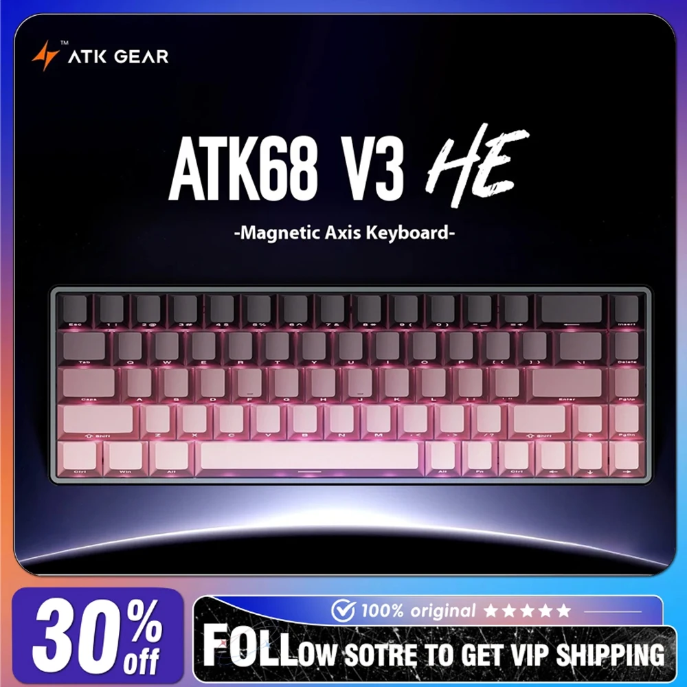 

ATK68 V3 Клавиатура с магнитным переключателем для киберспорта, алюминиевая проводная одномодовая частота возврата 8 К, RGB-клавиатура для ноутбука, индивидуальная игровая клавиатура