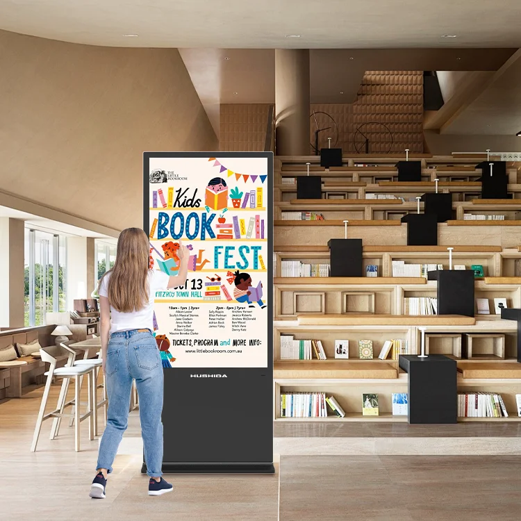 43 50 55 65 75 inch floor-mounted digital signage vertical touchscreen display ad player