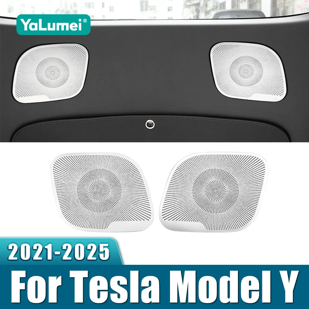 

Для Tesla Model Y ModelY 2021 2022 2023 2024 2025 автомобильный задний багажник твитера, крышка звукового сигнала, украшенная блестками, наклейки на отделку динамика