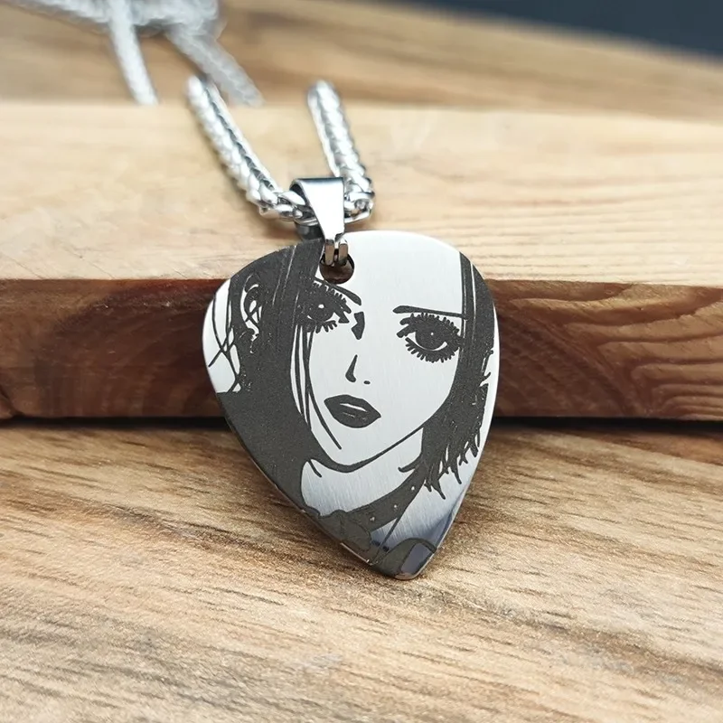 Anime NANA Oosaki Nana Cosplay Necklaces Unisex Alloy Chain Choker Guitar Pick Pendant Jewelry Accessories Props Gift Neck Chain