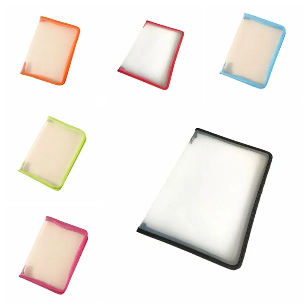 Multifunctional Transparent Zipper Pouch Solid Color PP File Pocket Stationery Storage Large Capacity File Folder Bag