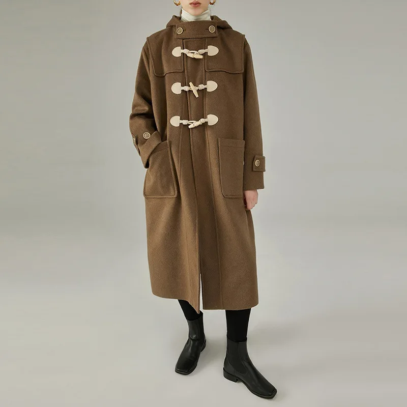 

Autumn Winter Japan Style New Wool Blends Turn Down Collar Button Up Temperament Jackets Fashion All-match Coats