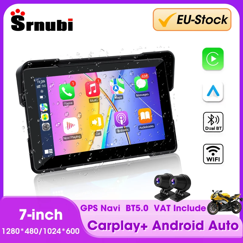 Navigazione GPS per moto Carplay portatile da 7 pollici Carplay wireless Android Auto impermeabile Moto DVR Display Monitor registratore per moto