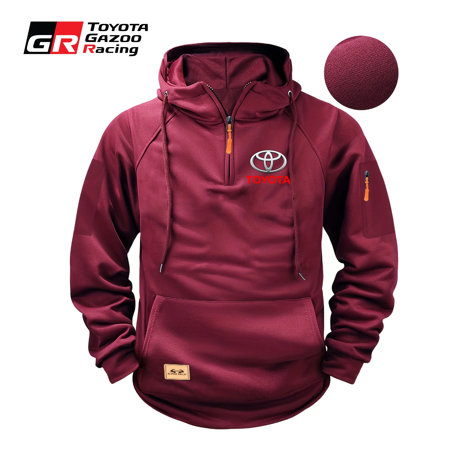 سويت شيرت رجالي كاجوال بقلنسوة للربيع والخريف مقاس أوروبي بلون سادة وشعار تويوتا بلوفر ريترو للشباب #4