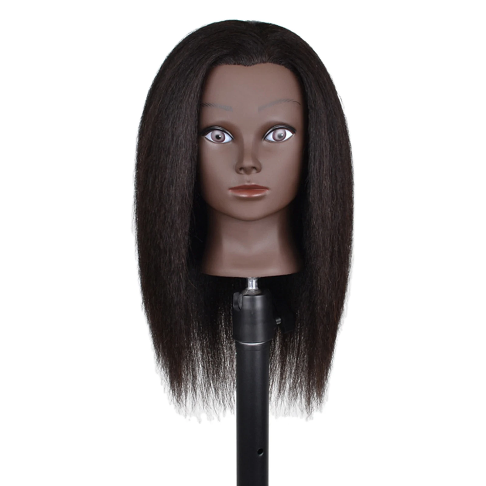 Women Mannequin Head with Human Hair for Braiding Practice Curly Styling Doll Cosmetology School Tool