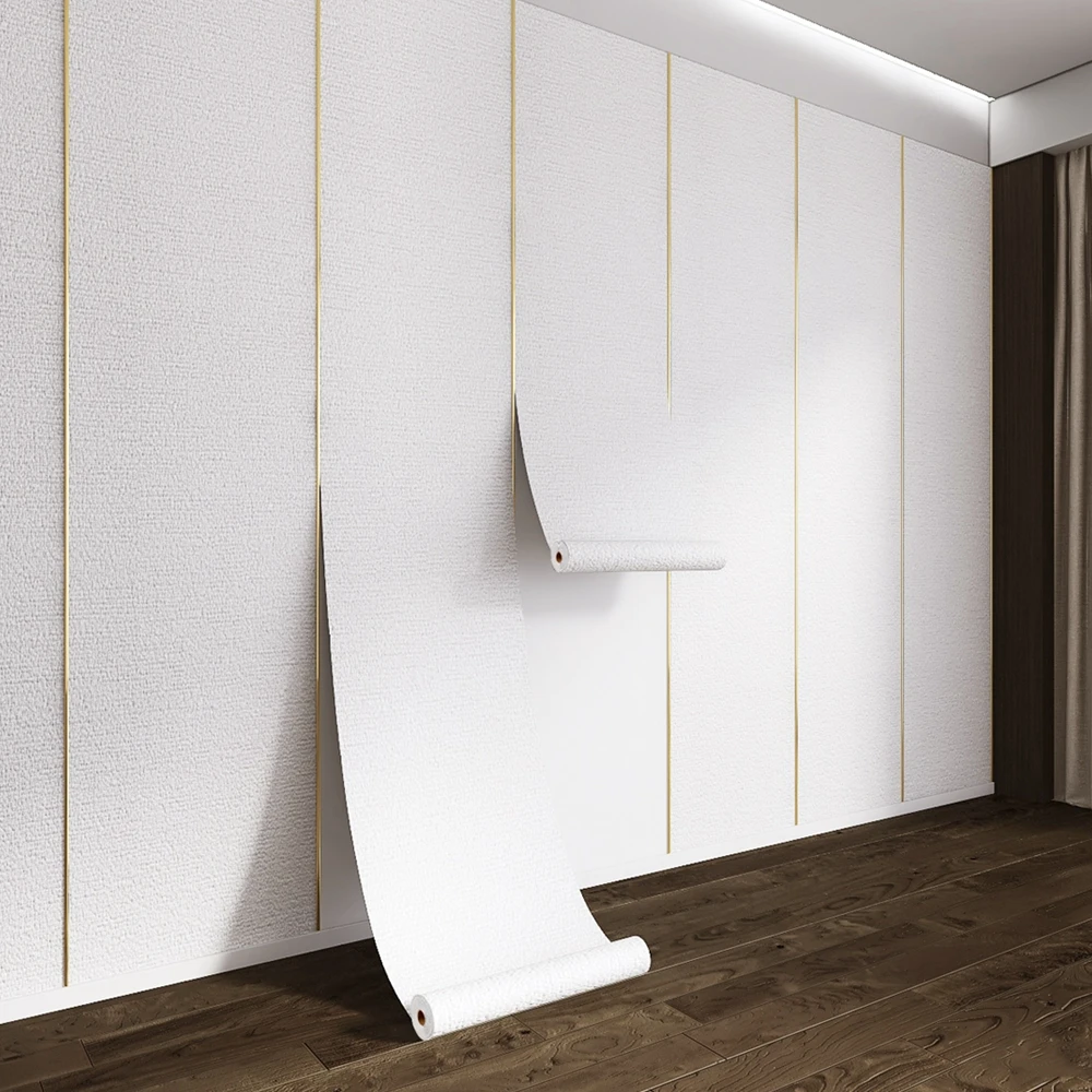 

2 Rolls Linen Texture Self-adhesive Solid Color Wallpaper Thicken Waterproof Wallaper 50cm Wide for Living Room Bedroom Stickers