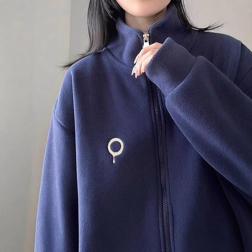 CGC Fashion Warm Lambswool Sweatshirts 2025 Harajuku Zip-Up Hoodies Women Solid Loose Pullovers Autumn Winter Female Clothing