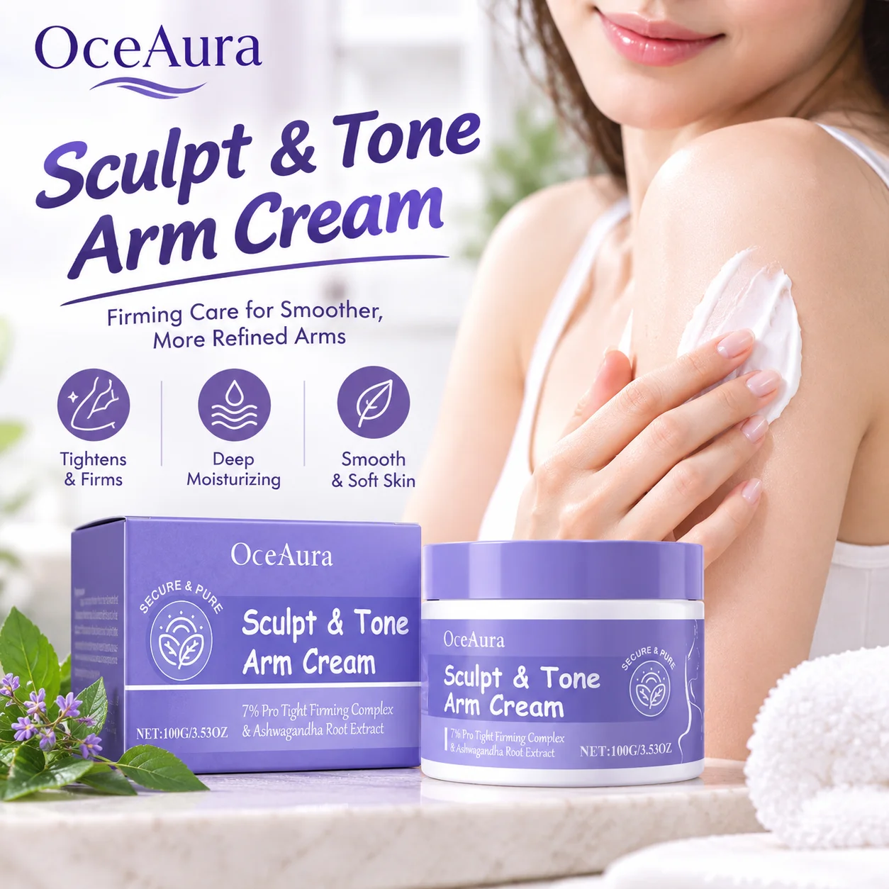 OceAura Sculpt & Tone Arm Cream | Tightening Skin Cream,Smooth Lift Body Line Reduce Muscle Sagging Firm Sculpt The Look Of Arms