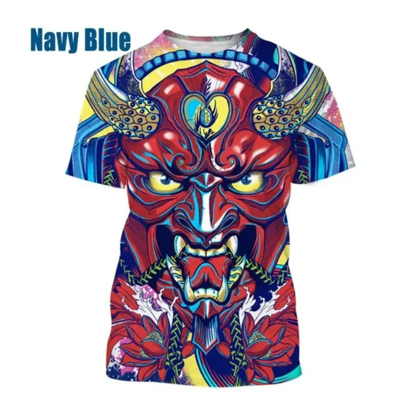 New Art Japanese Ghost Prajna 3D Printing Summer Men's Round Neck T-Shirt Short Sleeve Tops Cosplay Men's Clothing