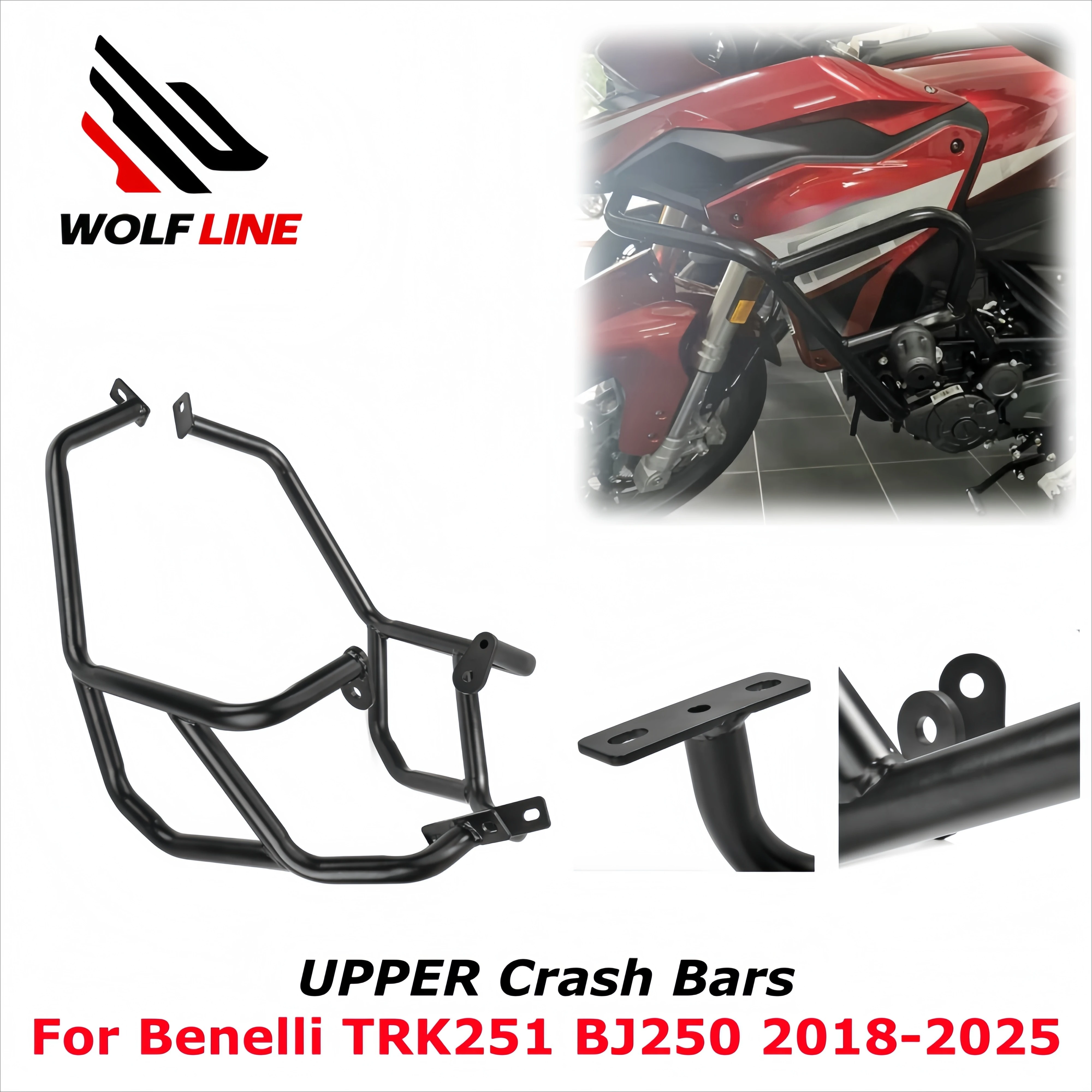 

WOLFLINE для Trk251, верхний бампер двигателя для Benelli Trk251 BJ250, верхние защитные дуги для мотоциклов, бампер 2018-2025