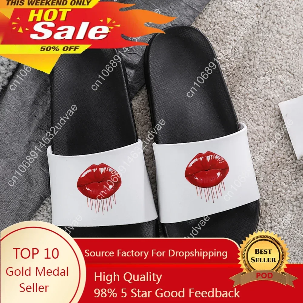 Summer Women Men Slippers Korean Version lips character Print 2022 Women Slipper Harajuku Female Beach Shoes Slippers for Woman