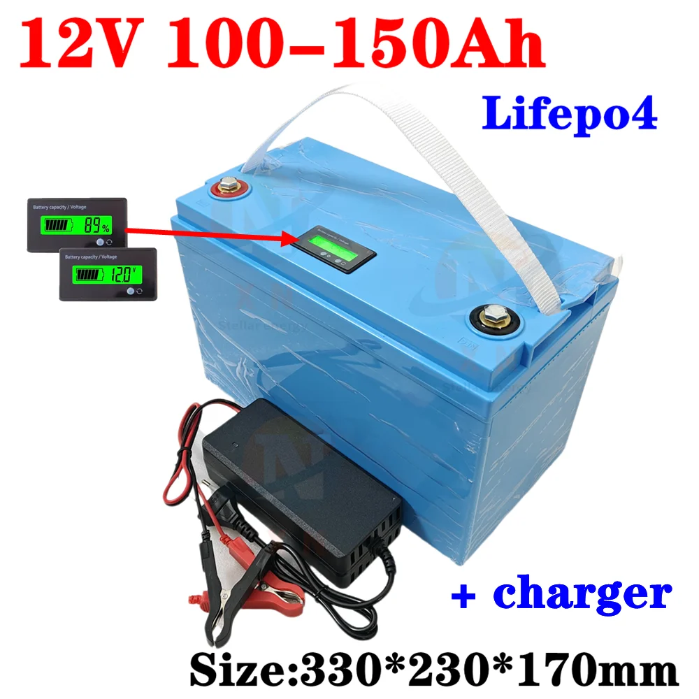 Batteria al litio XN lifepo4 12.8v 150AH 12V 100Ah 120Ah 130Ah batteria per caravan boat Inverter caricabatterie portatile RV 10