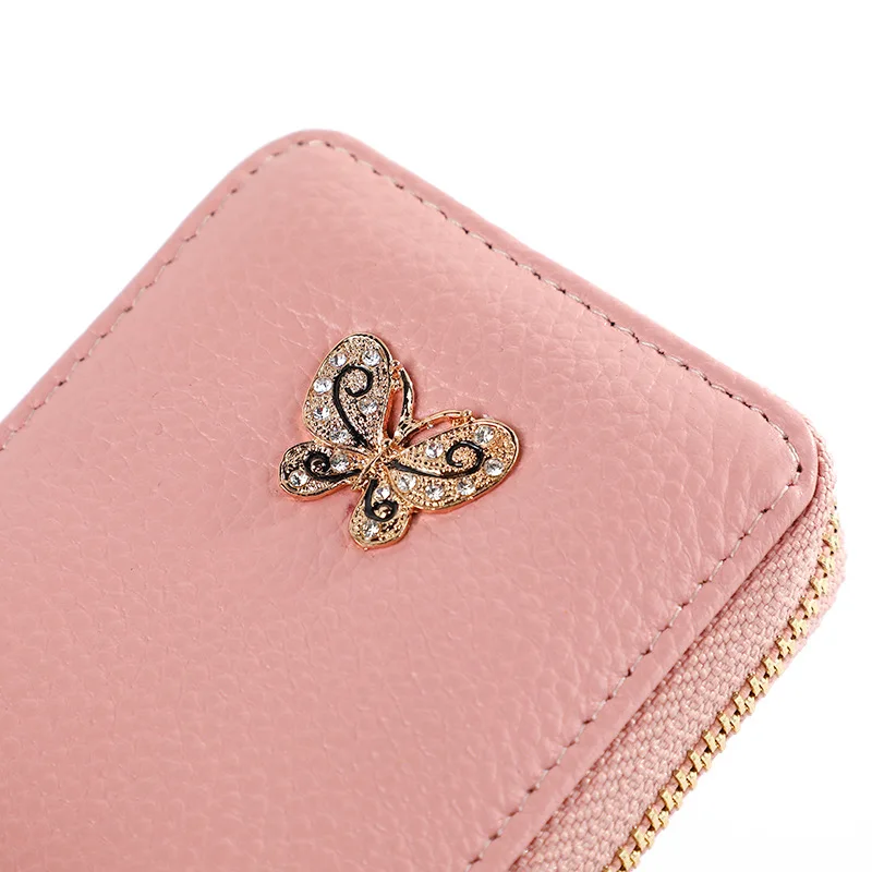 Cow Leather Butterfly Accessories Organ Real Pickup Bags Men Women Short Multi Card Slot Mini Bank Card Cover