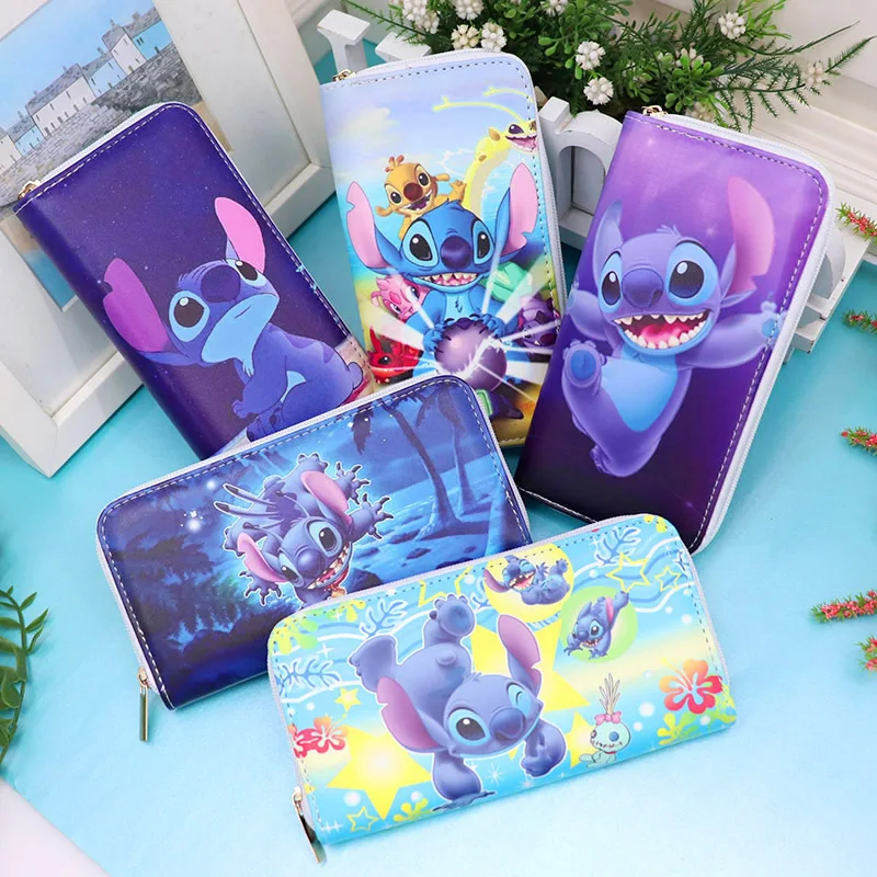 

Длинный кошелек для женщин из мультфильма «Disney», милая сумочка для монет с рисунком ститча и Лило и ститча из искусственной кожи, детский клатч с держателем для карт