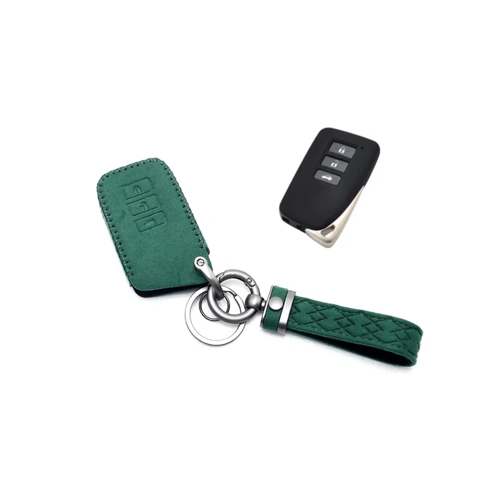 

2PC Microfiber Pour Color Key Case Car Key Cover Protective Key Chains Car Accessories For New Toyota and Lexus 3-button