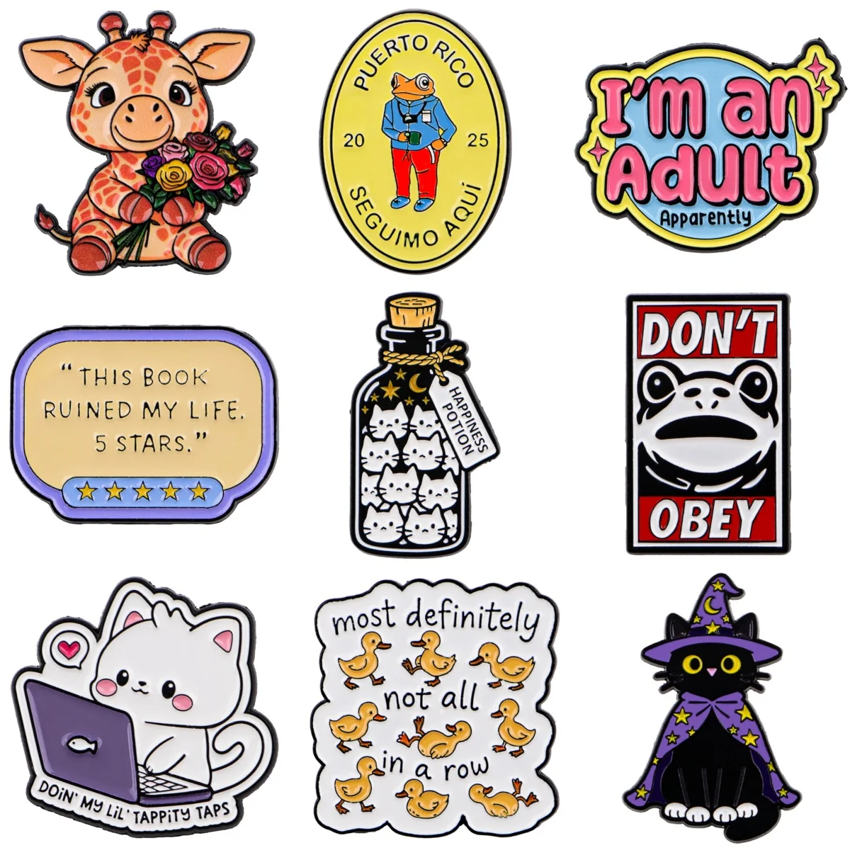 الكرتون الضفدع القط بطة دبابيس للنساء مضحك الحيوان المينا دبوس شارة معدنية مجوهرات الملابس ظهره اكسسوارات الأصدقاء هدية #1