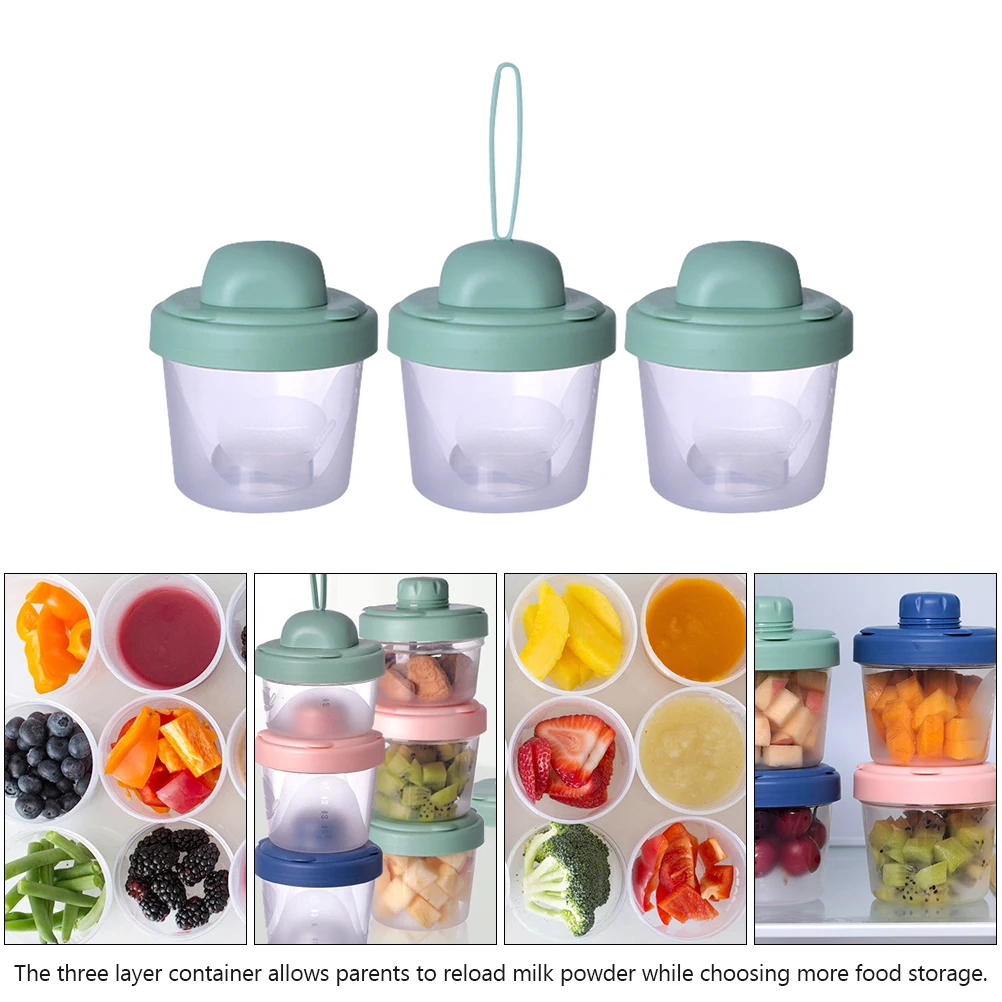 

1 комплект, трехслойная коробка для порошка, штабелируемый портативный контейнер для хранения детских закусок для путешествий и на открытом воздухе