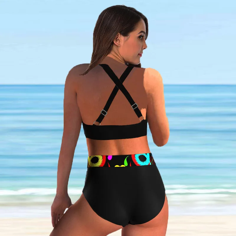 2022 Nieuwe Vrouwen Gedrukt Hoge Taille Twee Stukken Bikini Set Badpak Vrouwelijke Plus Size Beachwear Badmode Bader Badpak 5XL