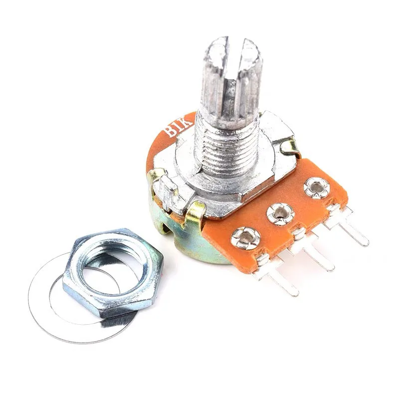 New 2pcs High Quality WH148 500 Ohm Linear Potentiometer 15mm Shaft With Nuts And Washers Hot