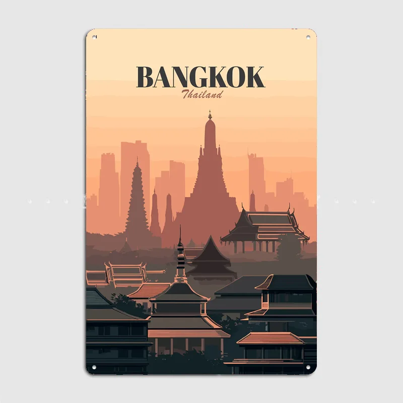 Bangkok Thailand Skyline Poster Metal Sign Room Decor Life Wall Custom Bedroom Indoor Home Wall Decor Posters Room Decoration