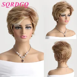 SQRDGQ Synthetic Hair Short Wigs Women Straight Wigs For Women Black Brown Blonde Wig Femle Pixie Cut Wigs on Clearance Sale