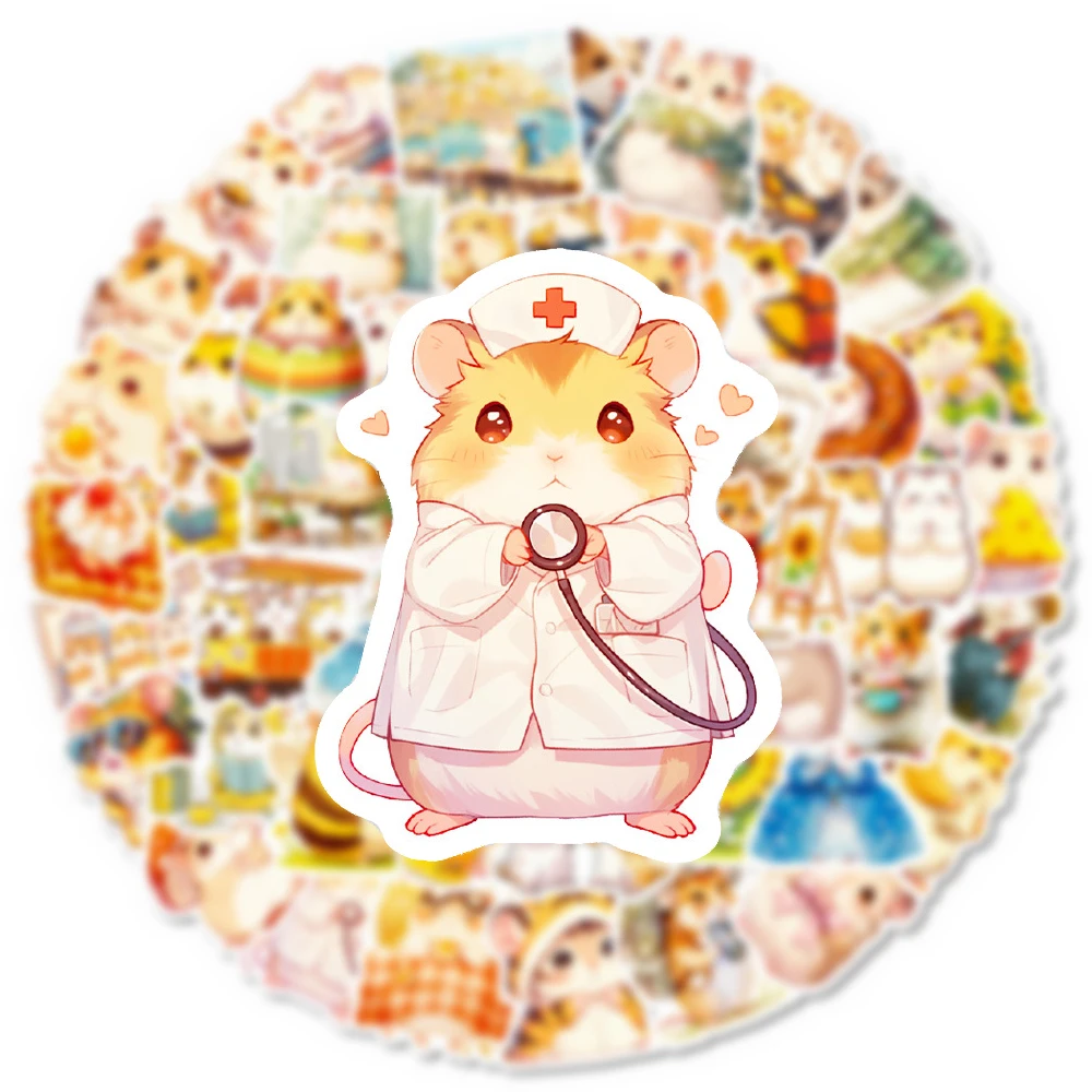 10/30/56pcs Kawaii Hamster Animal Anime Stickers Cartoon Watercolor Graffiti Decals Luggage Phone Scrapbook Waterproof Sticker