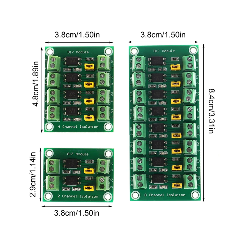PC817 Optocoupler Isolation Board 2/4/8 Channels Voltage Converter Adapter Module 3.6-30V Driver Photoelectric Isolated Module